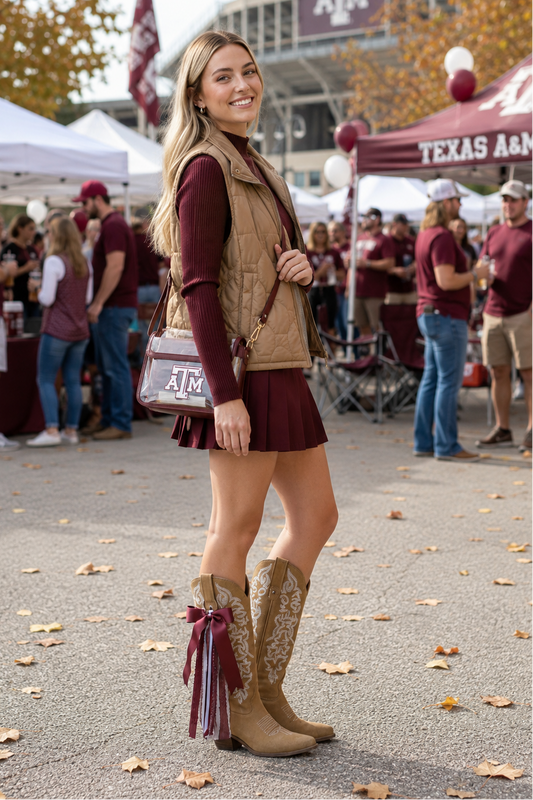 Maroon Midnight Boot Bows